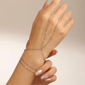 Waterproof Tarnish Free Silver Multi-Layer Hand Chain Bracelet